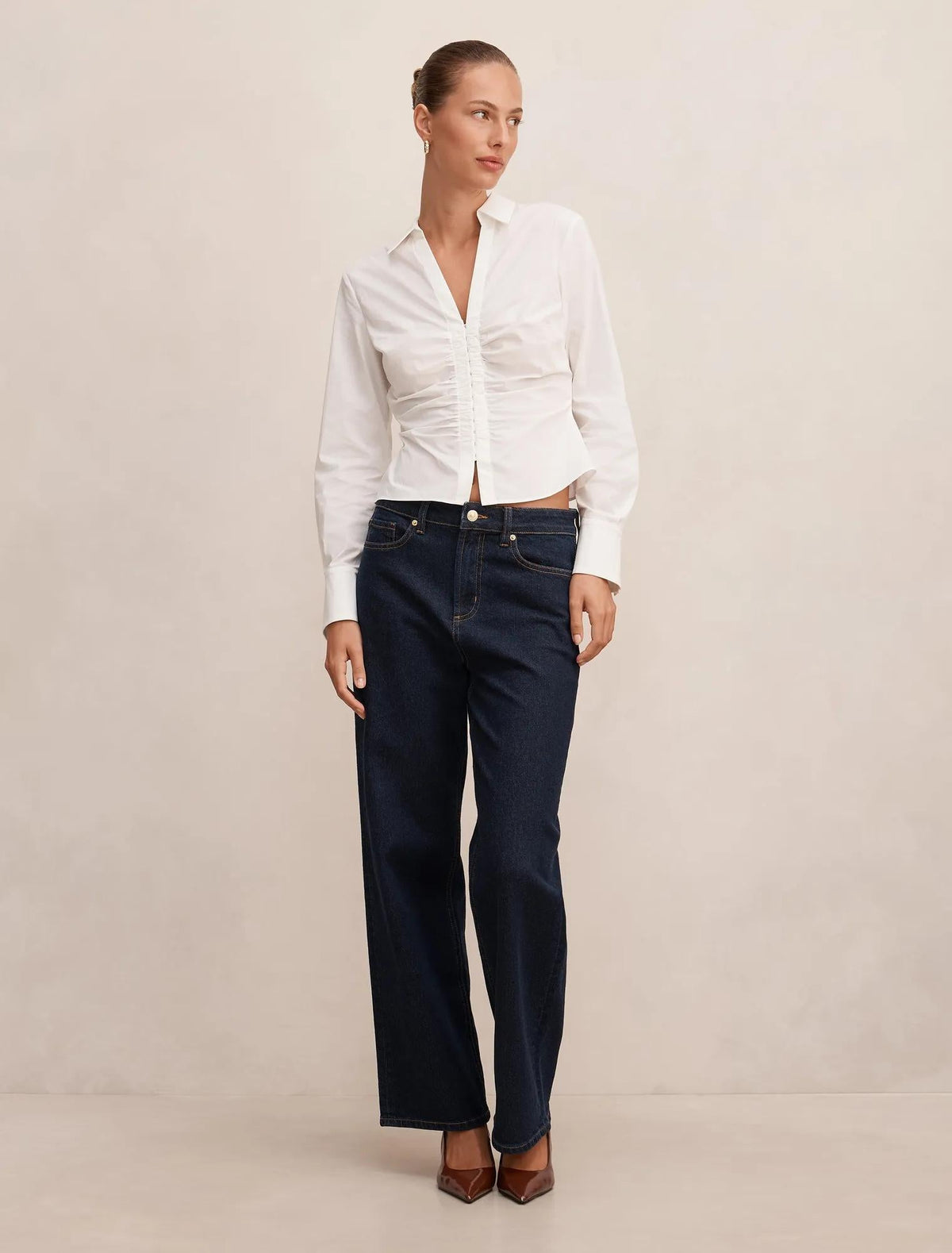Ainsley Gathered Shirt Porcelain