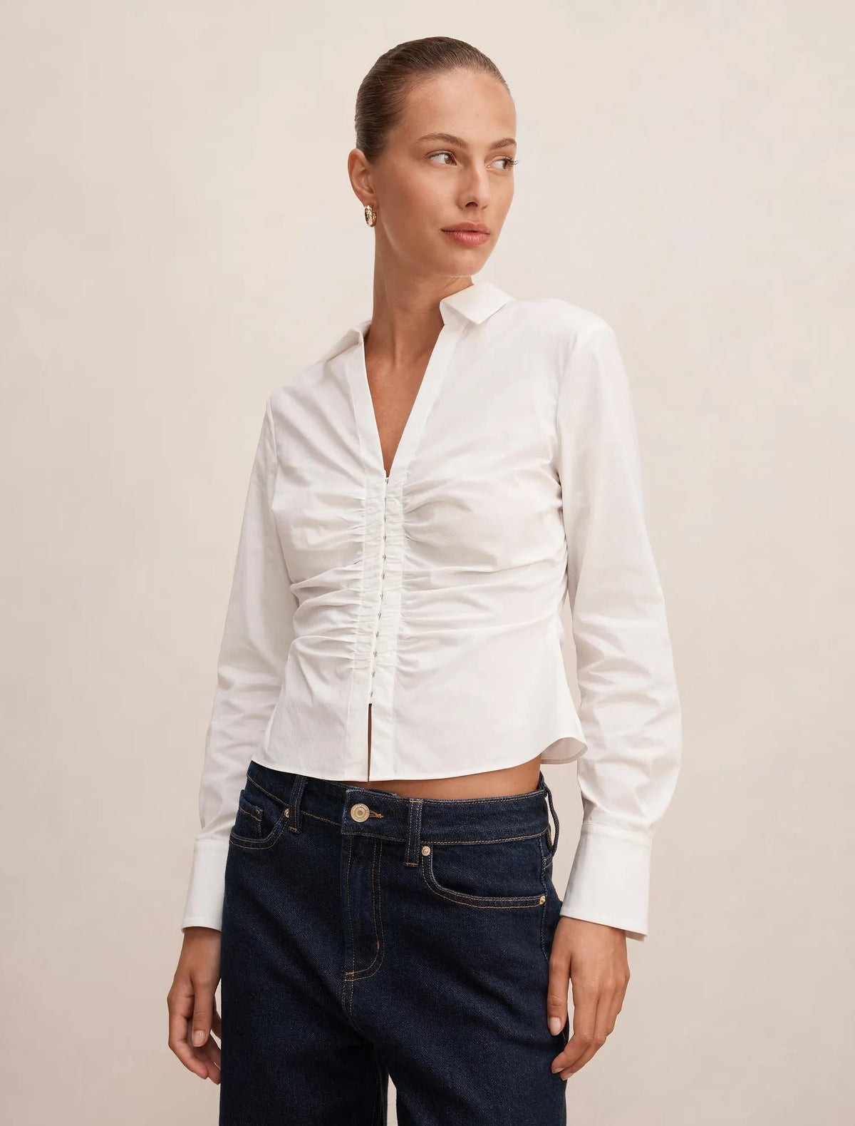 Ainsley Gathered Shirt Porcelain