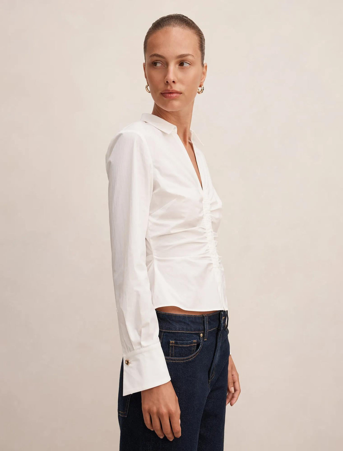 Ainsley Gathered Shirt Porcelain
