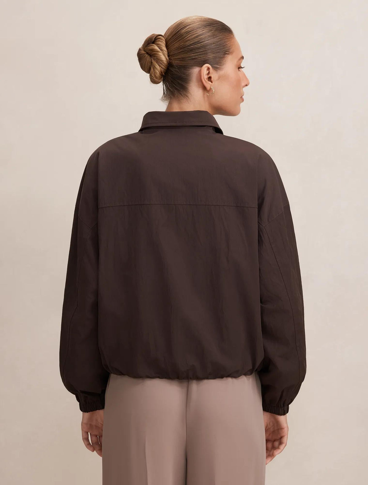Eliza Funnel Neck Windbreaker Jacket Chocolate