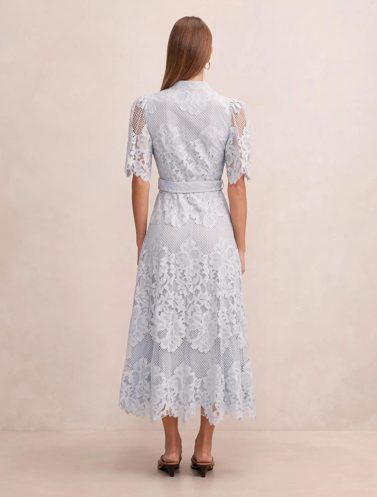 Liberty Flutter Sleeve Lace Midi Heather Blue