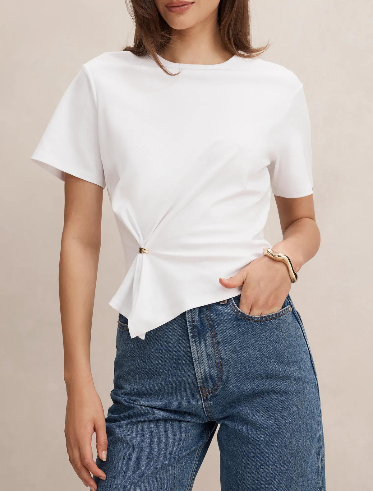 Lani Hardware Detail Tee Porcelain