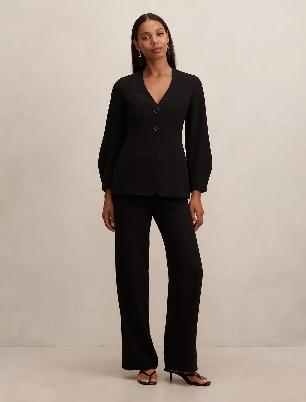 Lizzie Collarless Blazer Black Suit