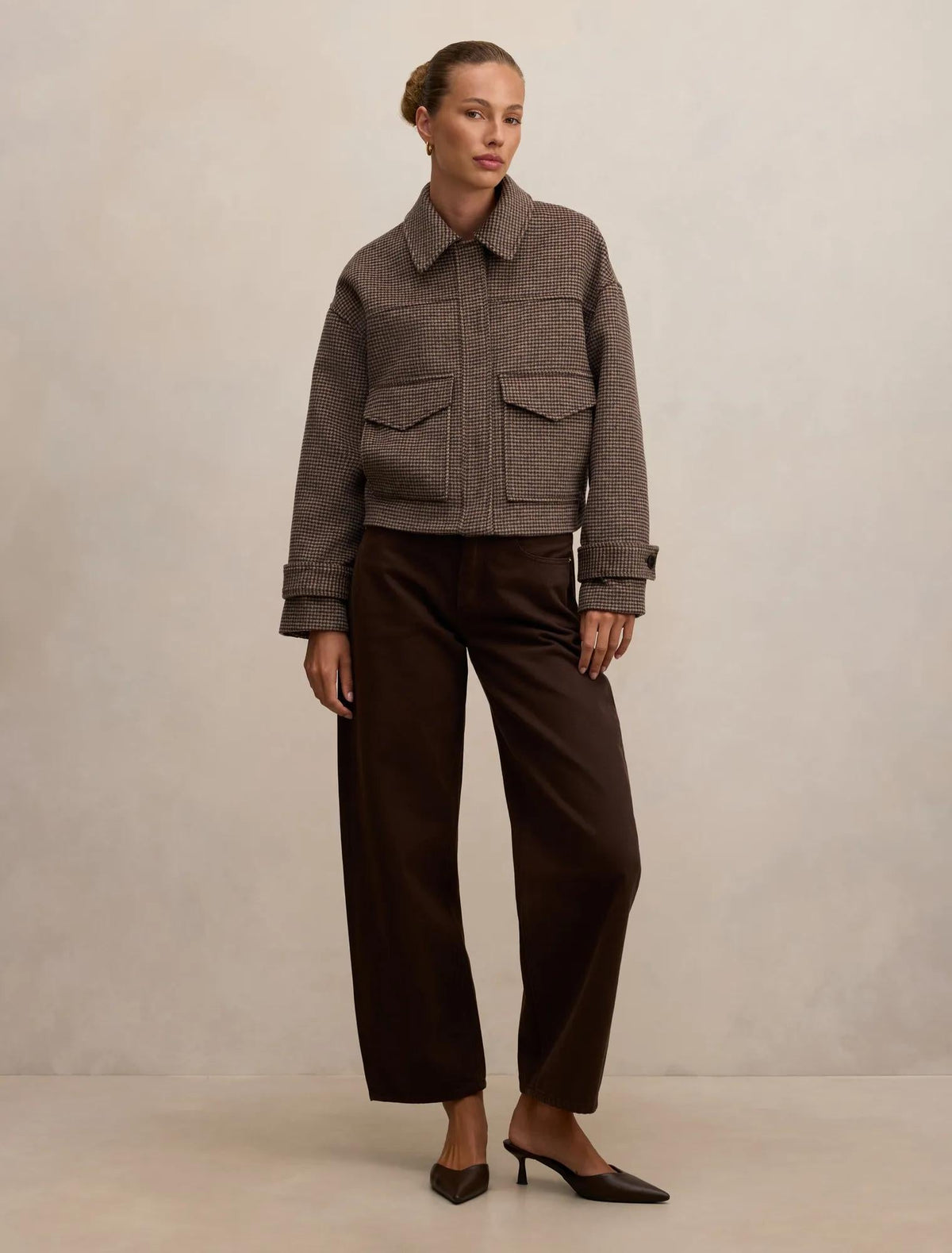 Kaylee Check Cropped Jacket Micro Check