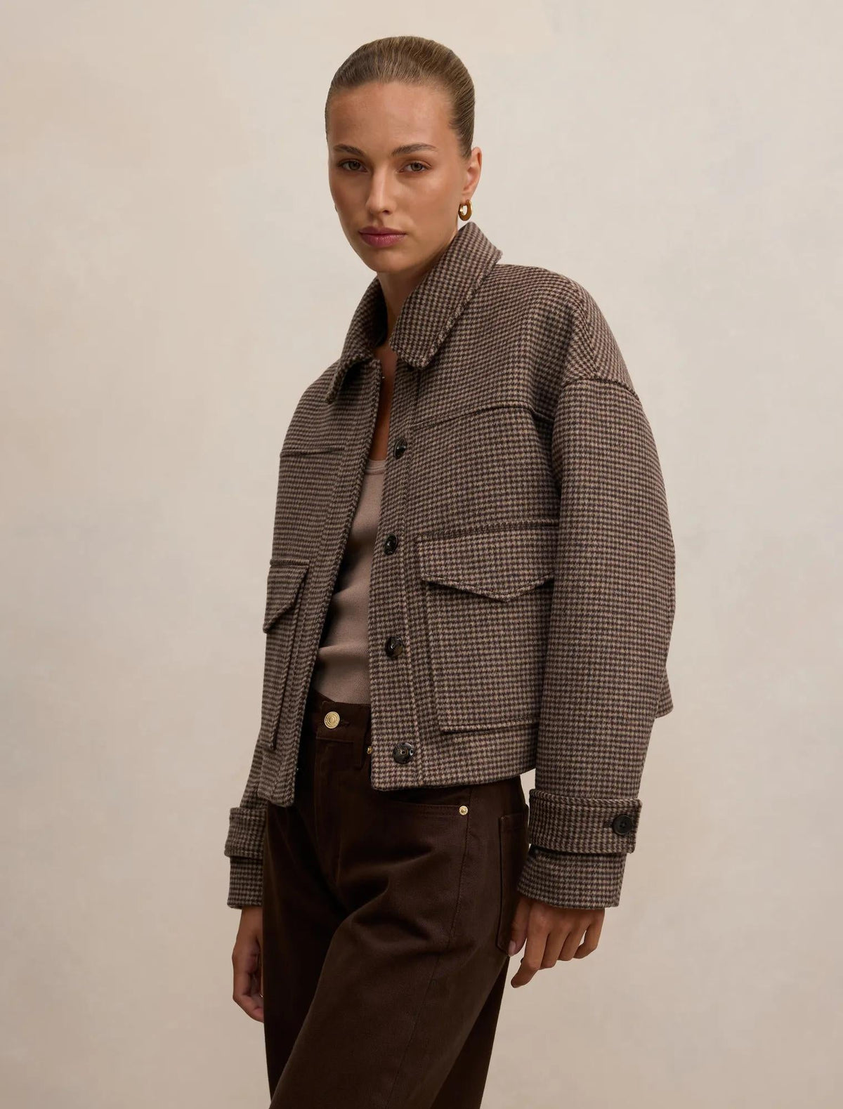 Kaylee Check Cropped Jacket Micro Check