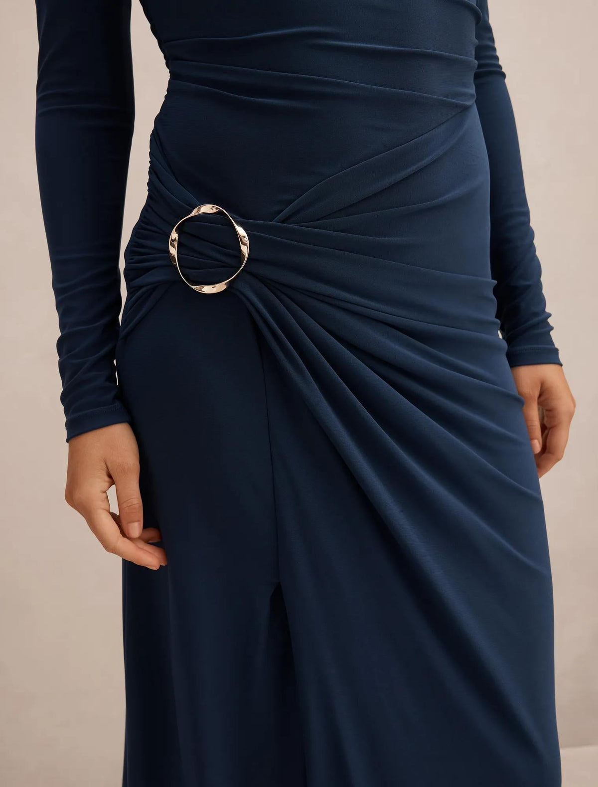 Kingsley Hardware Jersey Midi Dress Evening Navy