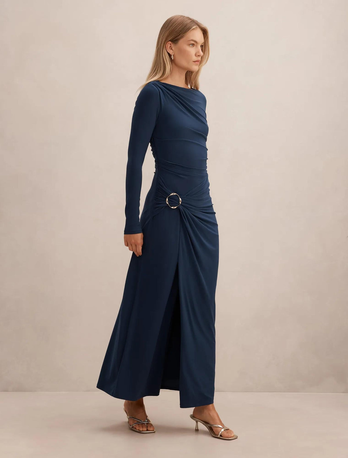 Kingsley Hardware Jersey Midi Dress Evening Navy