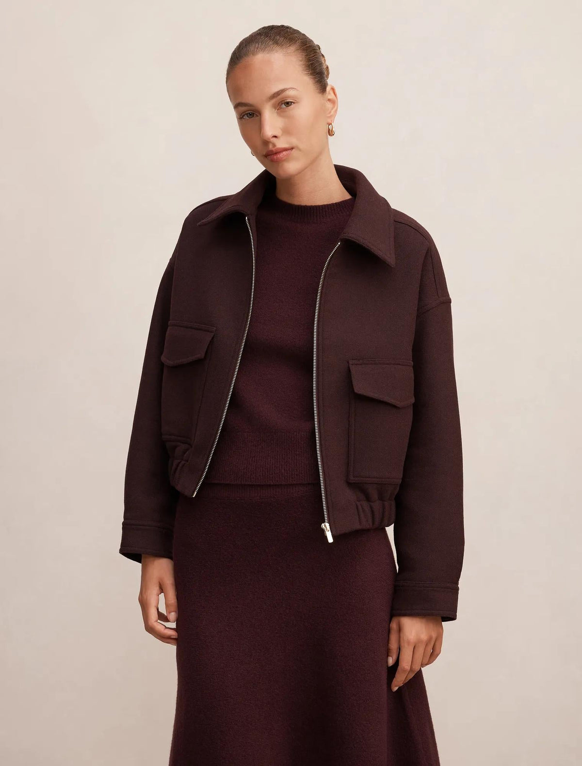 Ariana Patch Pocket Jacket Berry