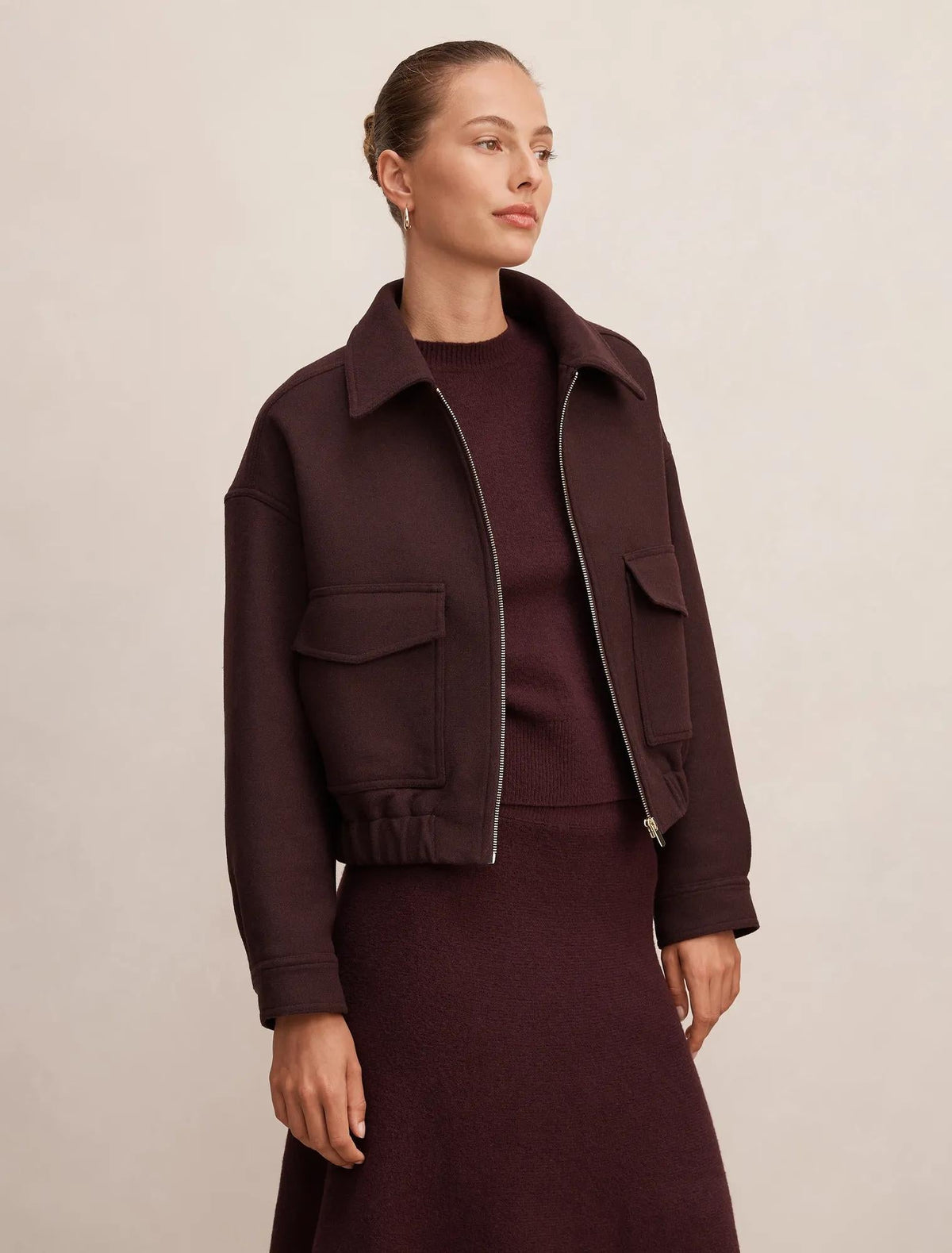 Ariana Patch Pocket Jacket Berry