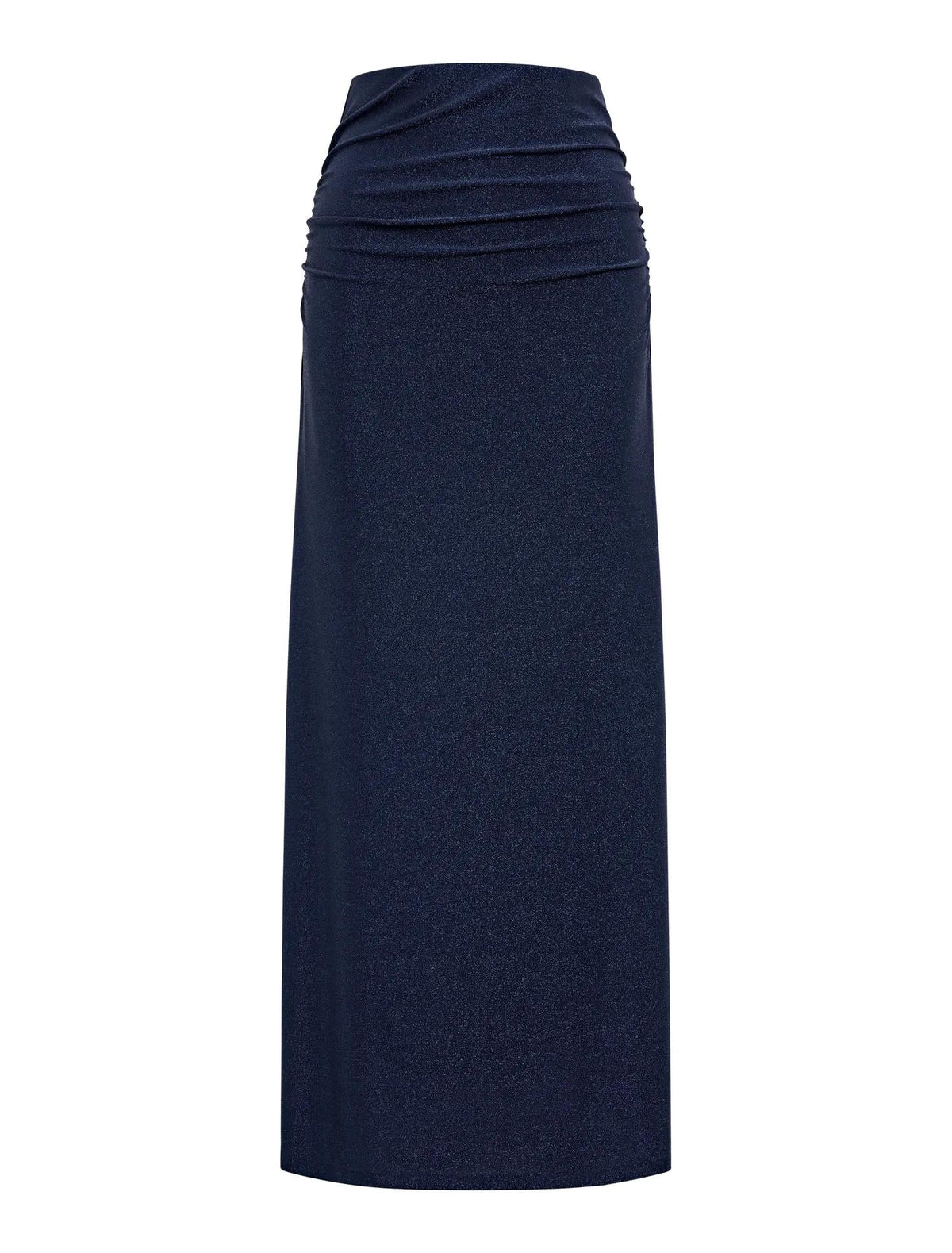 Matilda Metallic Flute Maxi Skirt Deep Blue Co-Ord