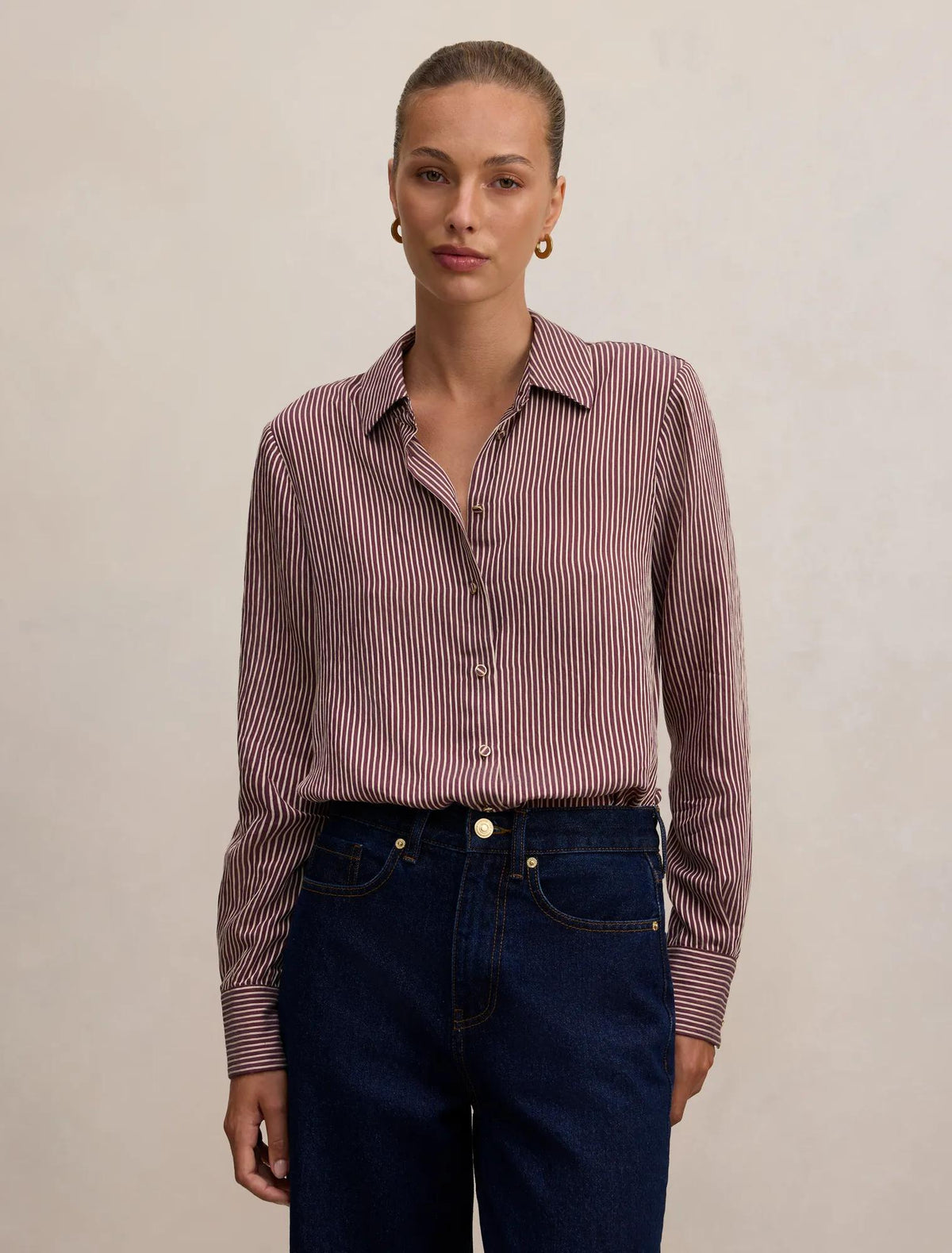 Solara Stripe Shirt Burgundy Stripe