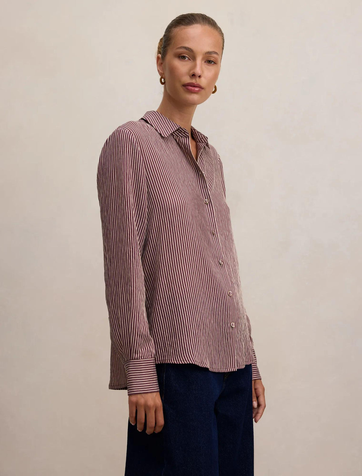 Solara Stripe Shirt Burgundy Stripe