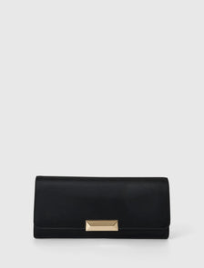 Dina Satin Elongated Clutch Black_mannequin