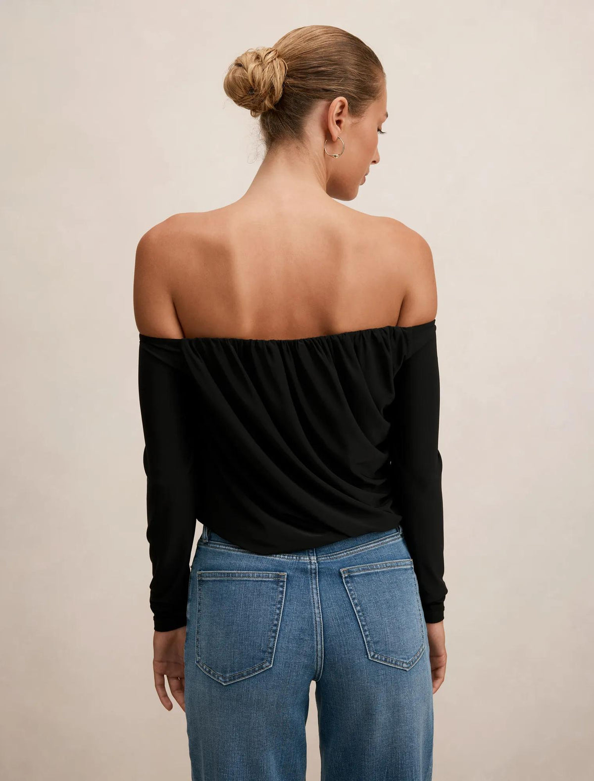 Dallas Draped Long Sleeve Black