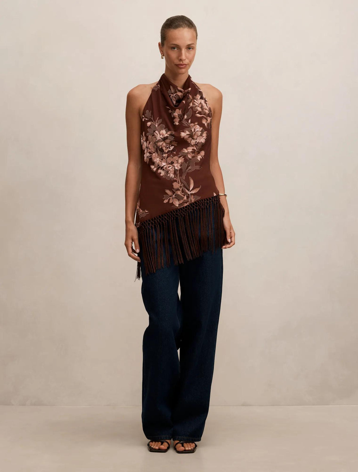 Harmony Tassel Halter Top Remi Floral