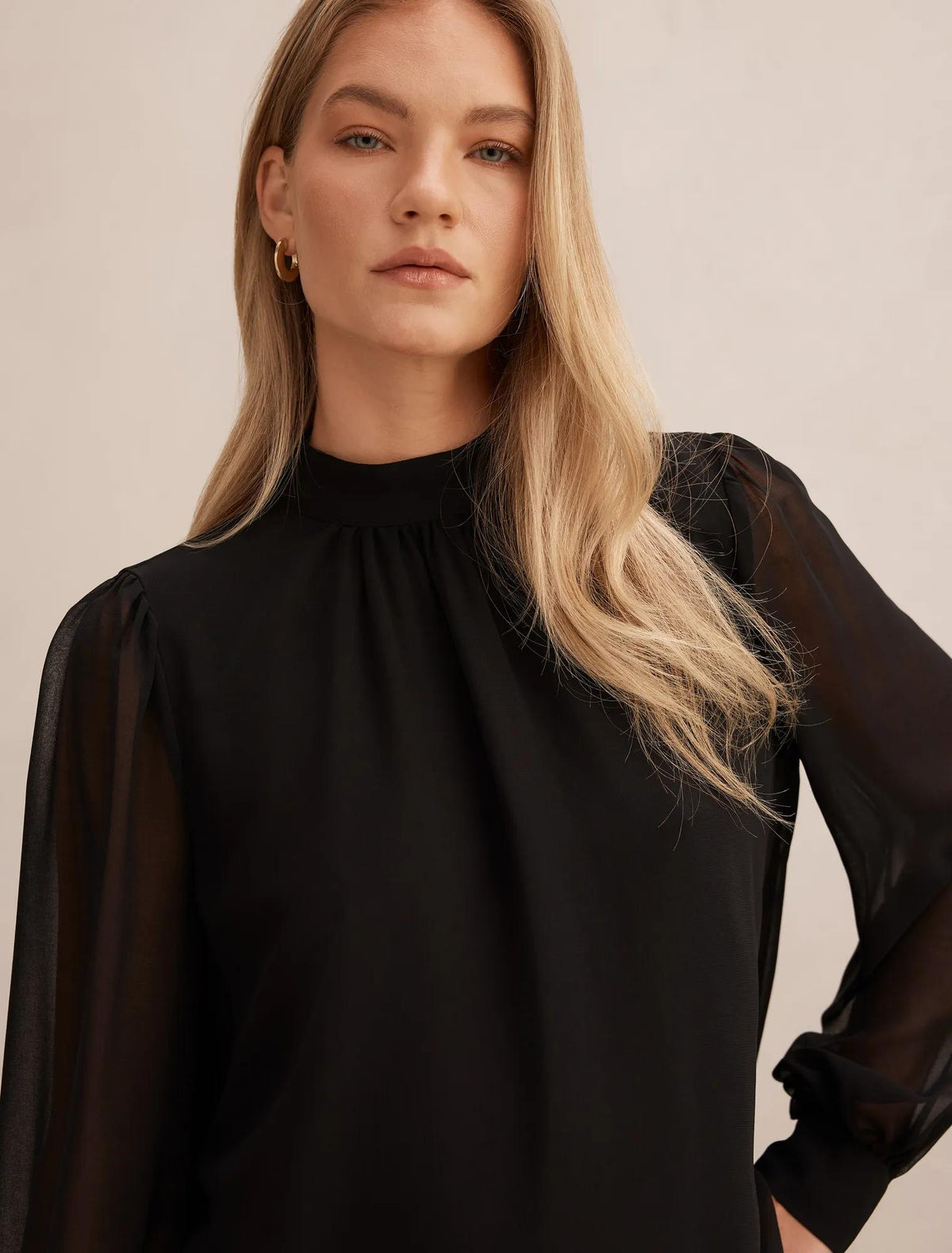 Deja Sheer Blouse Black