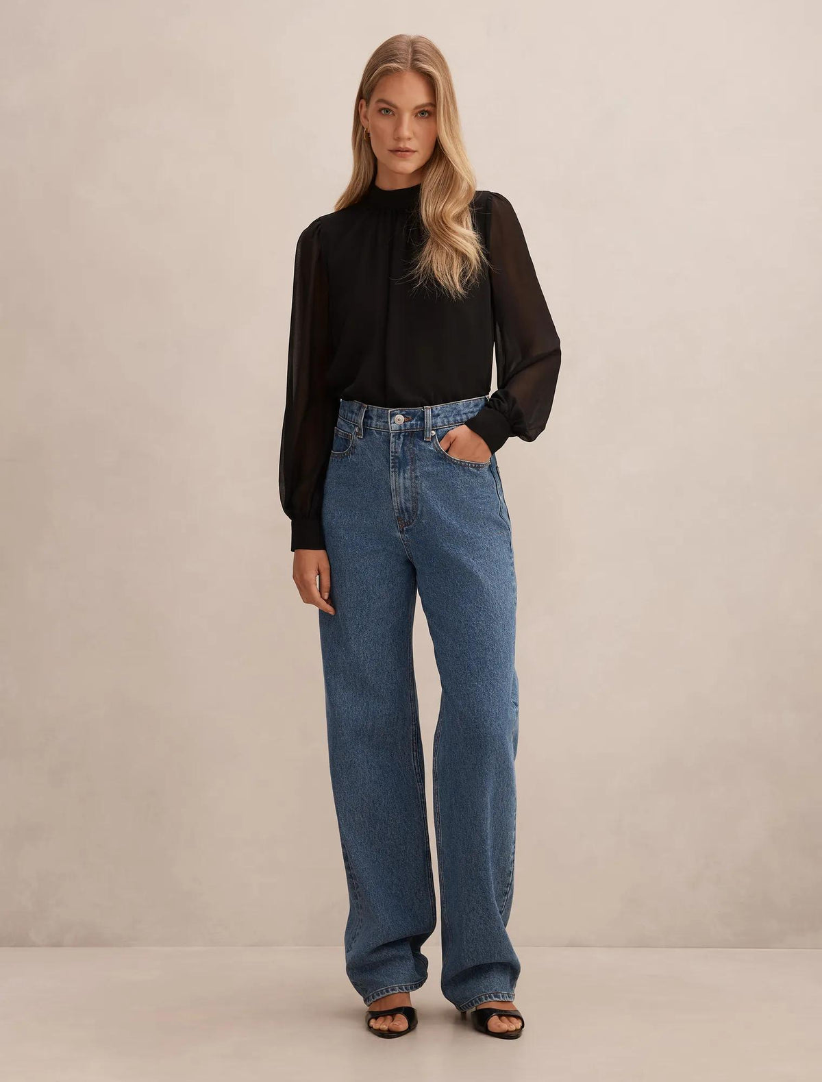 Deja Sheer Blouse Black