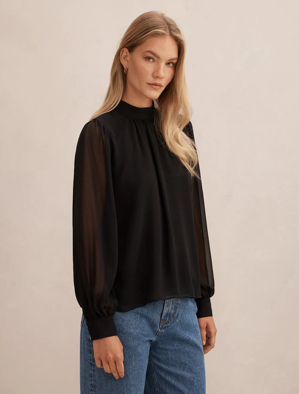 Deja Sheer Blouse Black