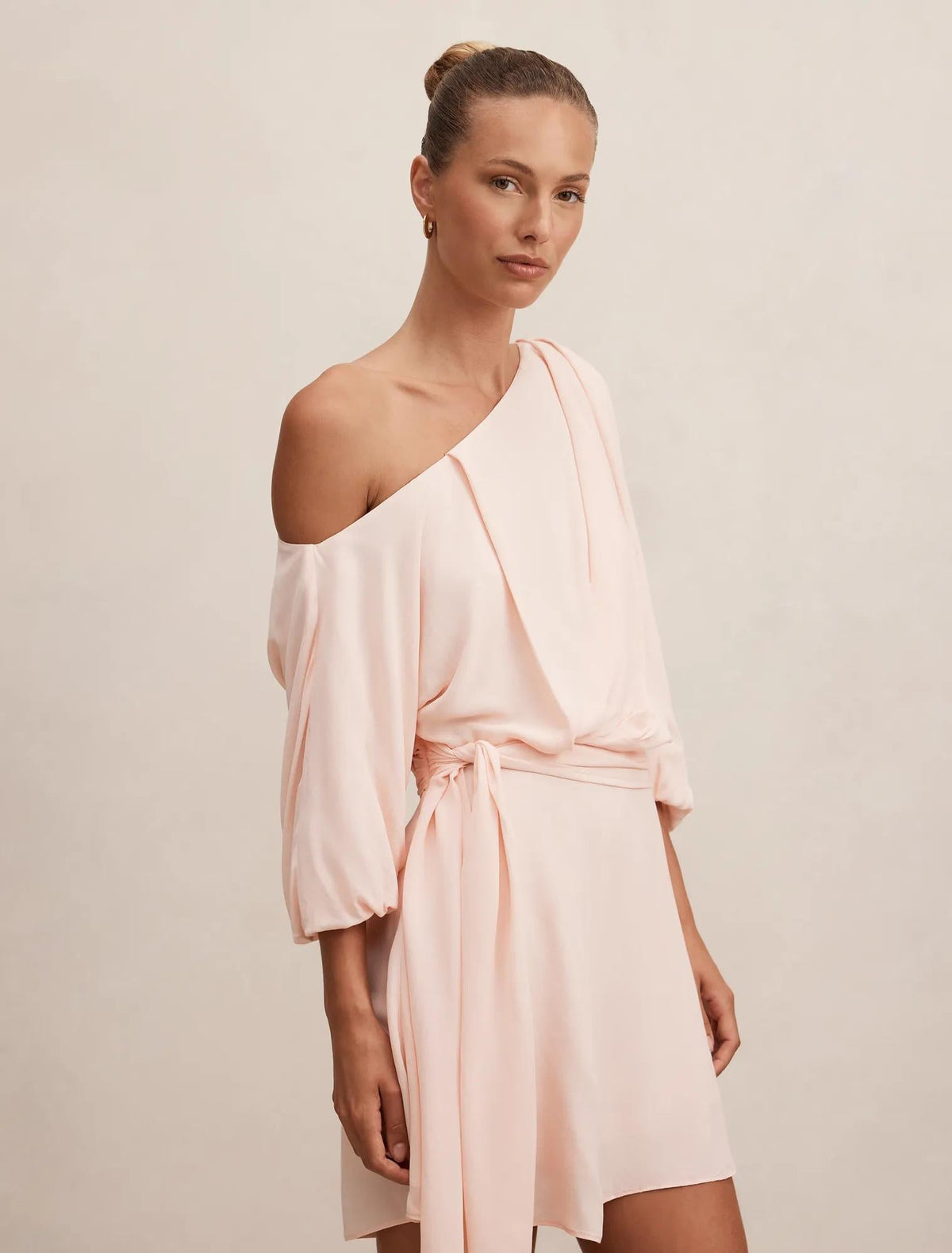 Sammy Tipped Draped Mini Dress Rosewater