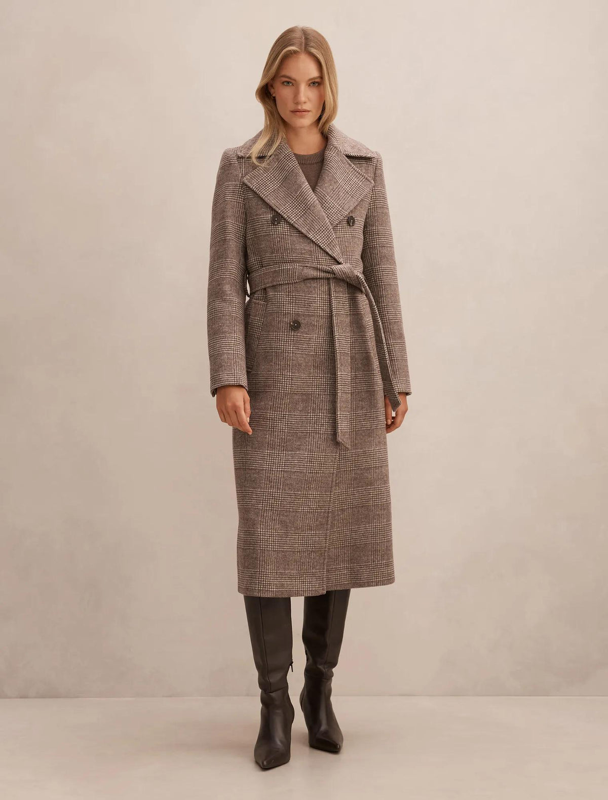 Charlie Check Coat Mid Brown Check Set