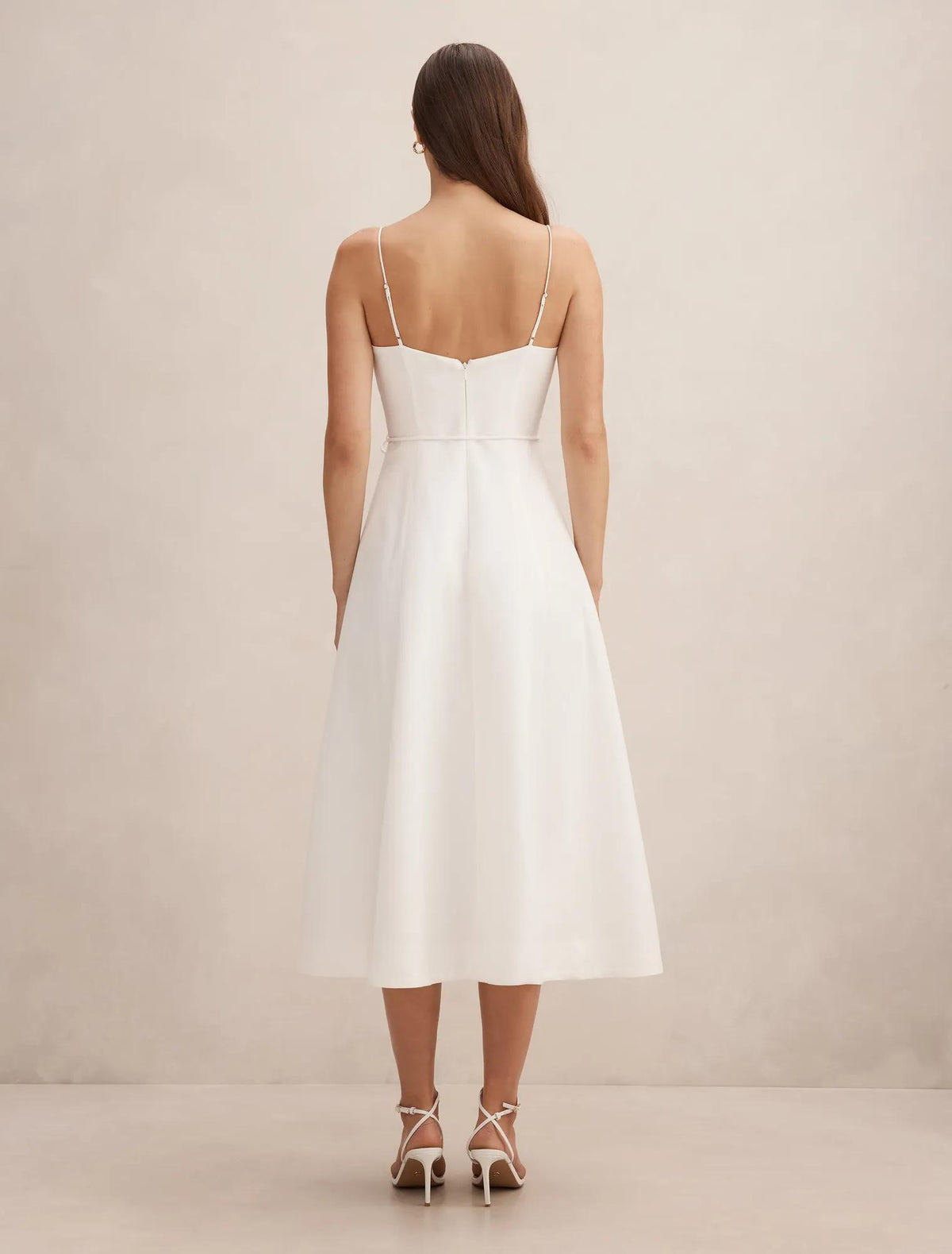 Rosie Flower Applique Midi Dress Porcelain