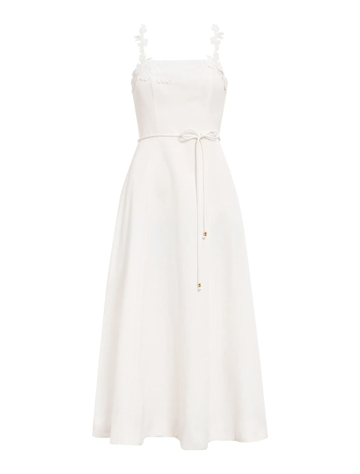 Rosie Flower Applique Midi Dress Porcelain_mannequin