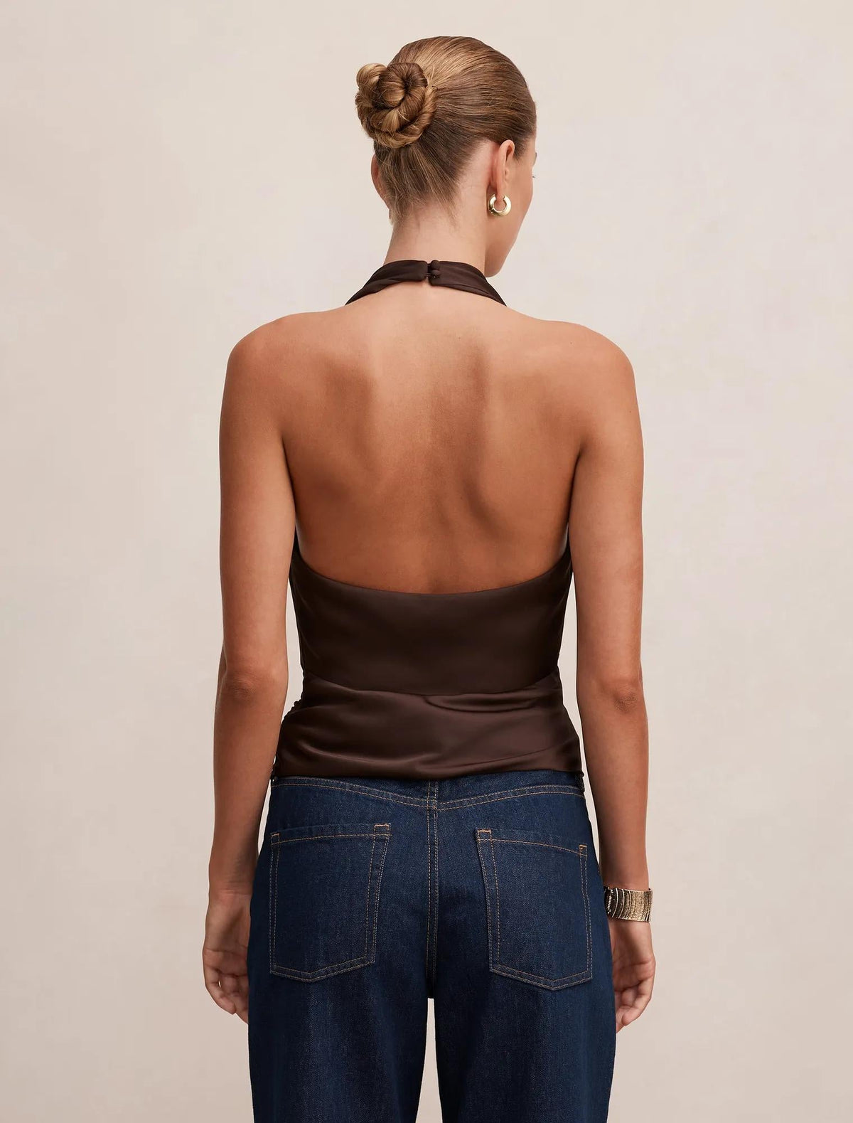 Jordyn Cowl Halter Tie Top Freckle