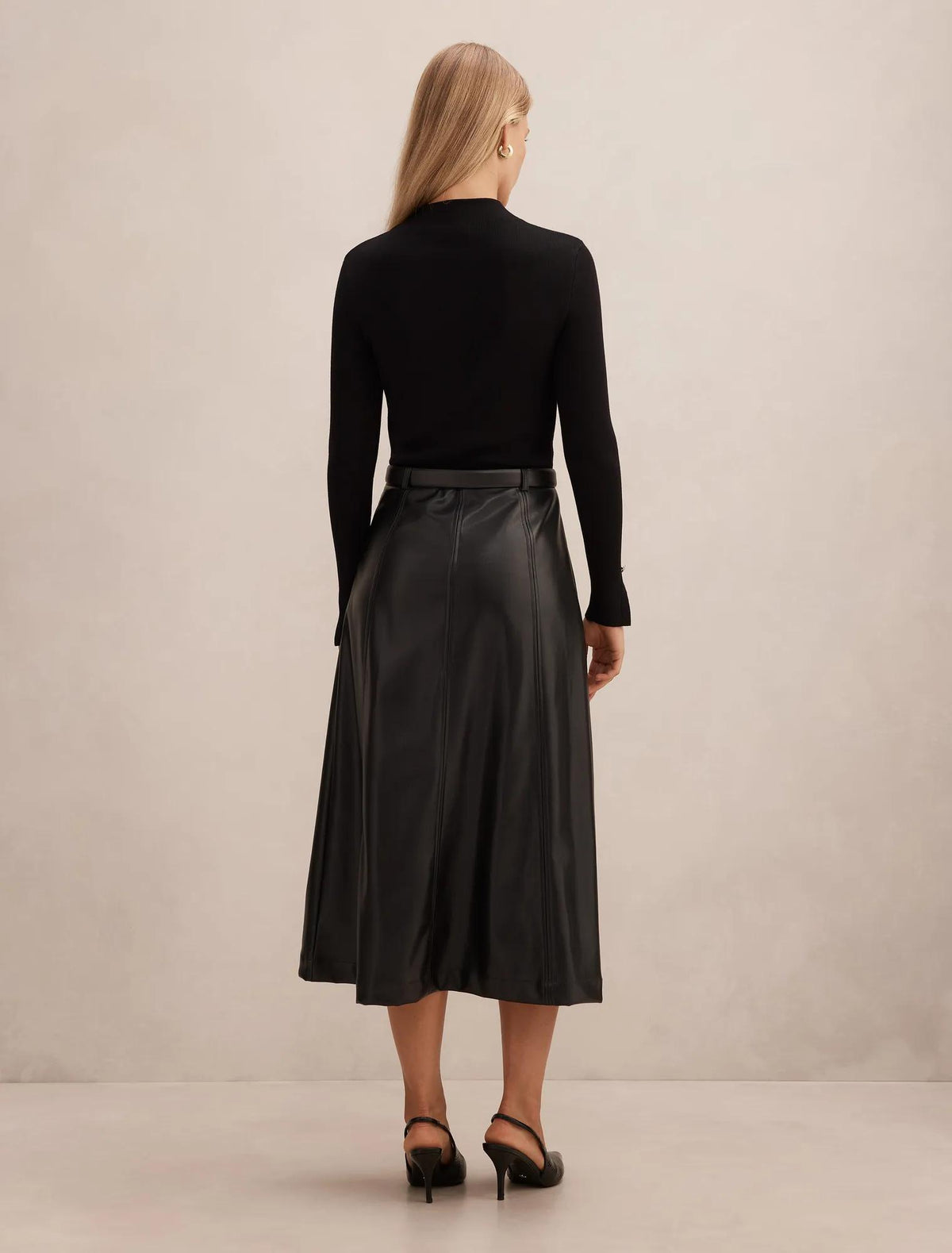 Monique Faux Leather A-Line Dress Black