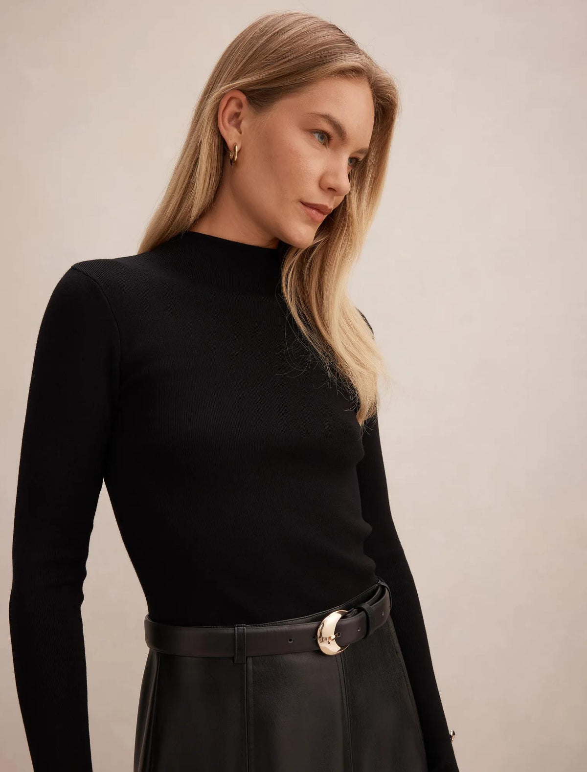 Monique Faux Leather A-Line Dress Black