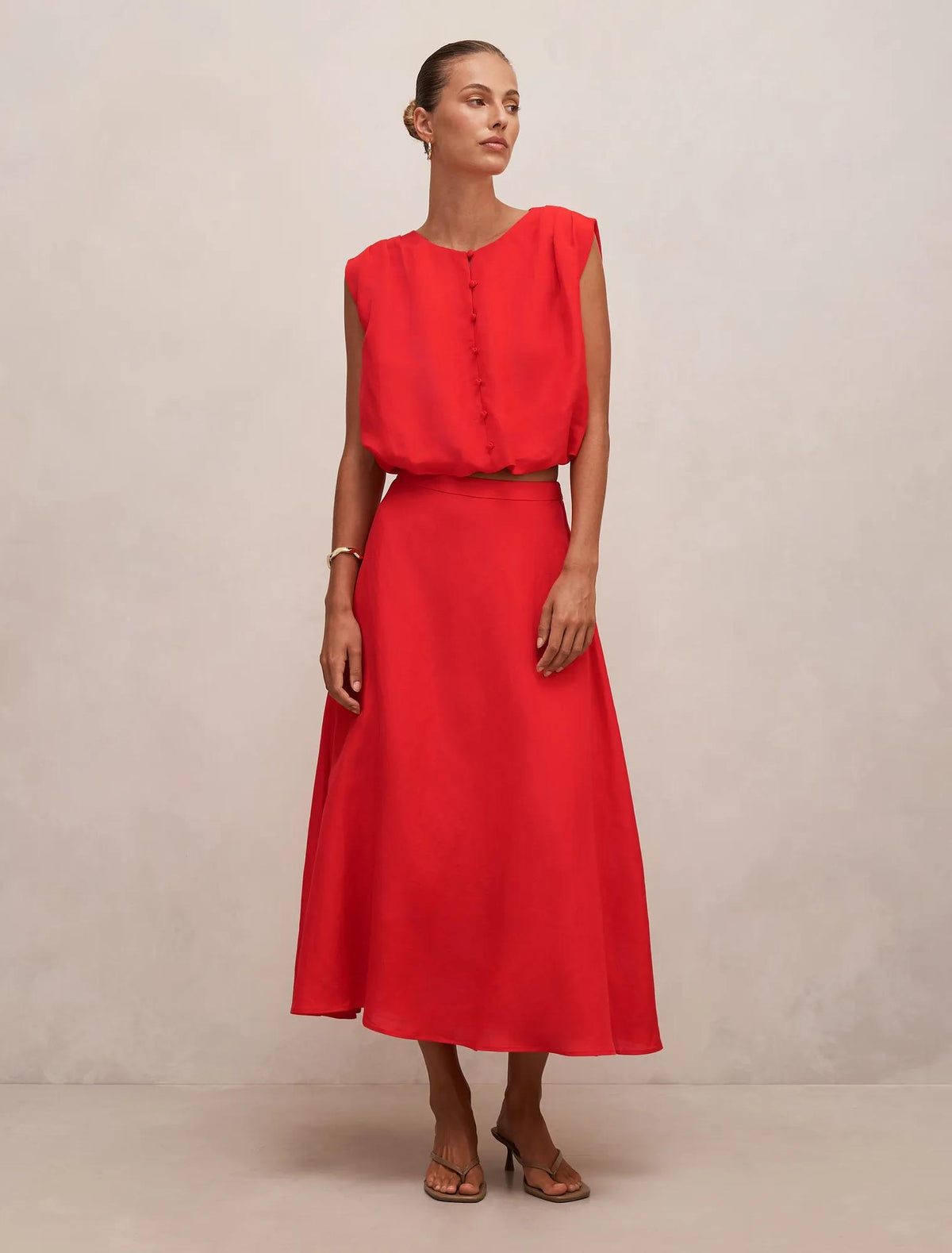 Neve Circle Skirt Cherry Tomato Co-ord