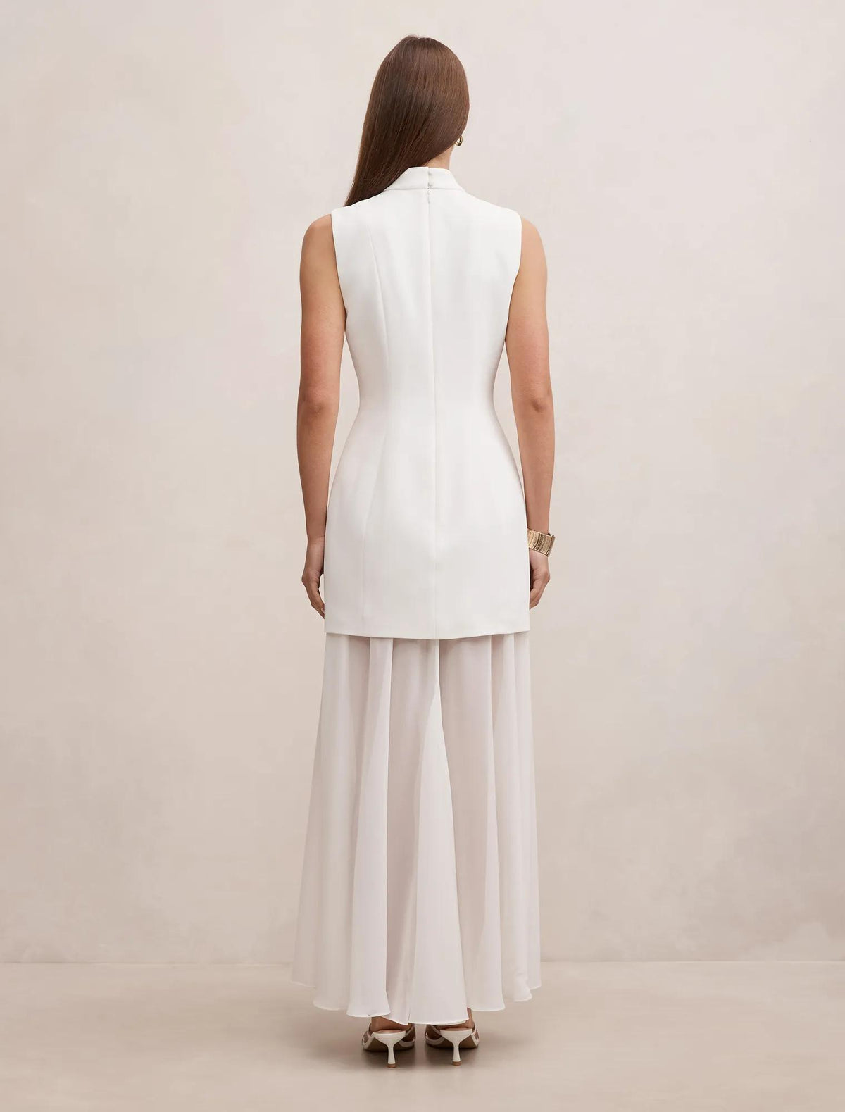 Pearl High Neck Underlay Dress Porcelain