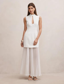 Pearl High Neck Underlay Dress Porcelain
