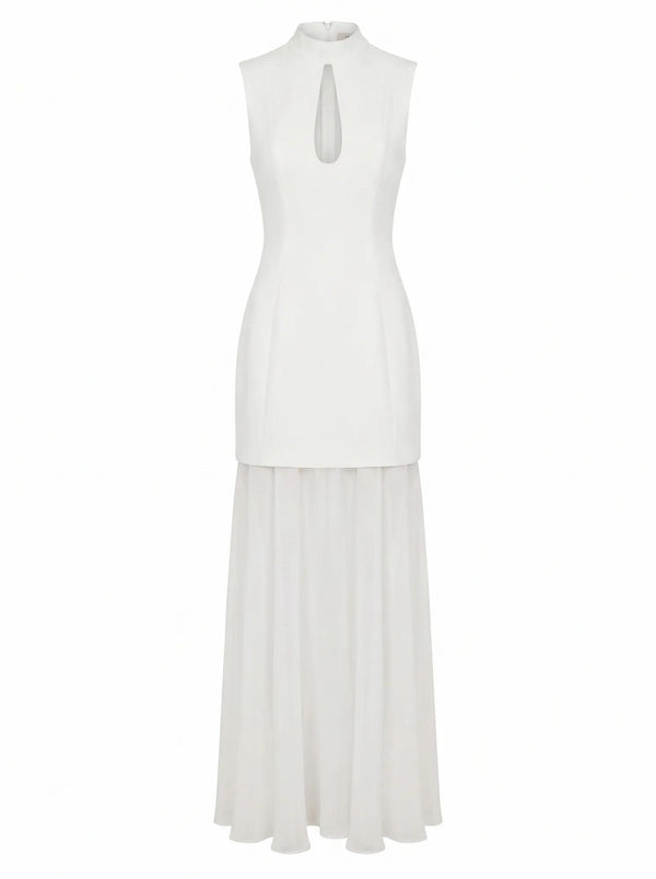 Pearl High Neck Underlay Dress Porcelain_mannequin