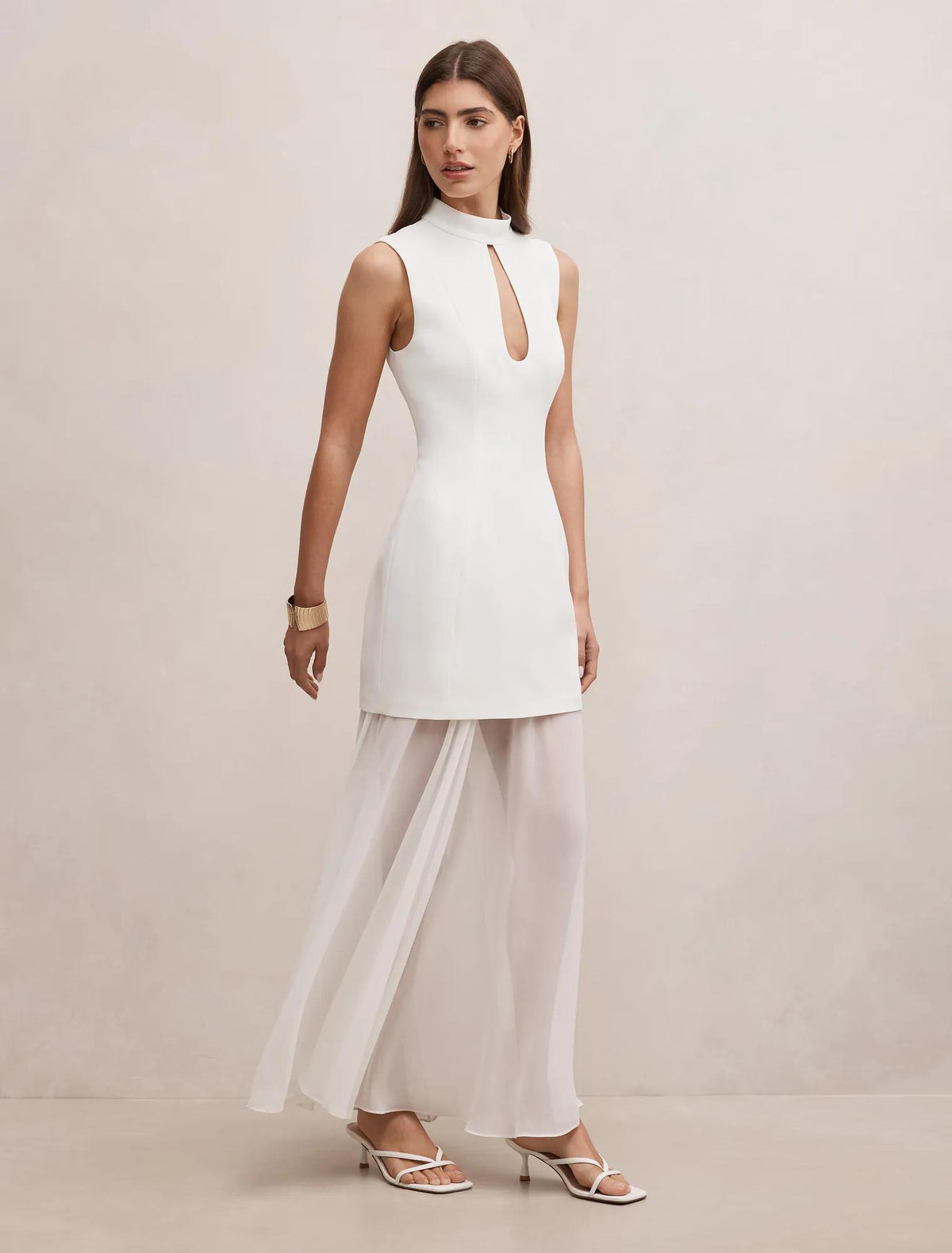 Pearl High Neck Underlay Dress Porcelain