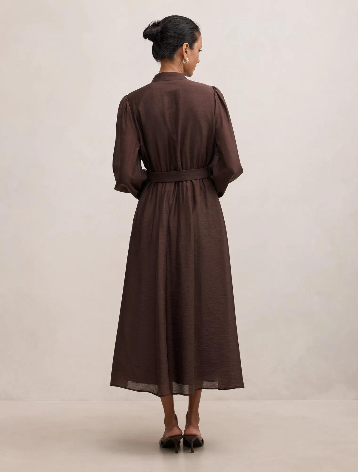 Elena Petite Midi Dress Chocolate