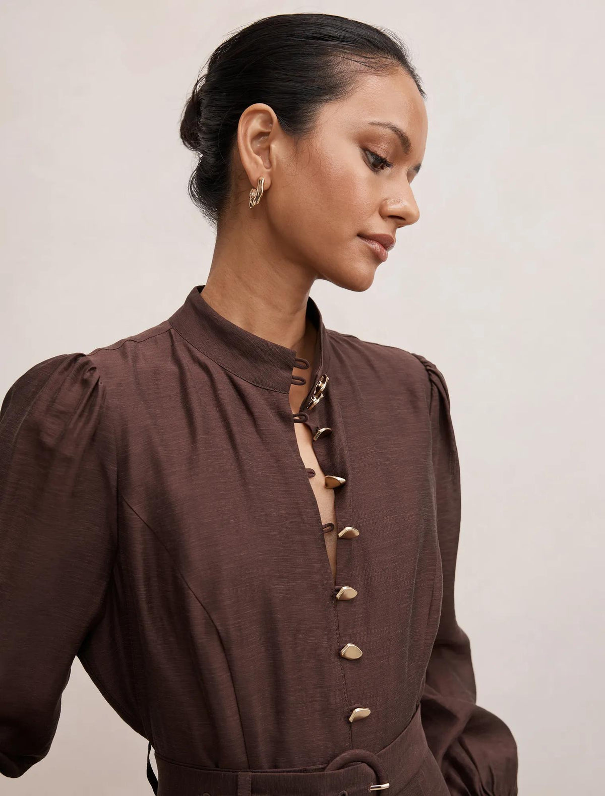 Elena Petite Midi Dress Chocolate