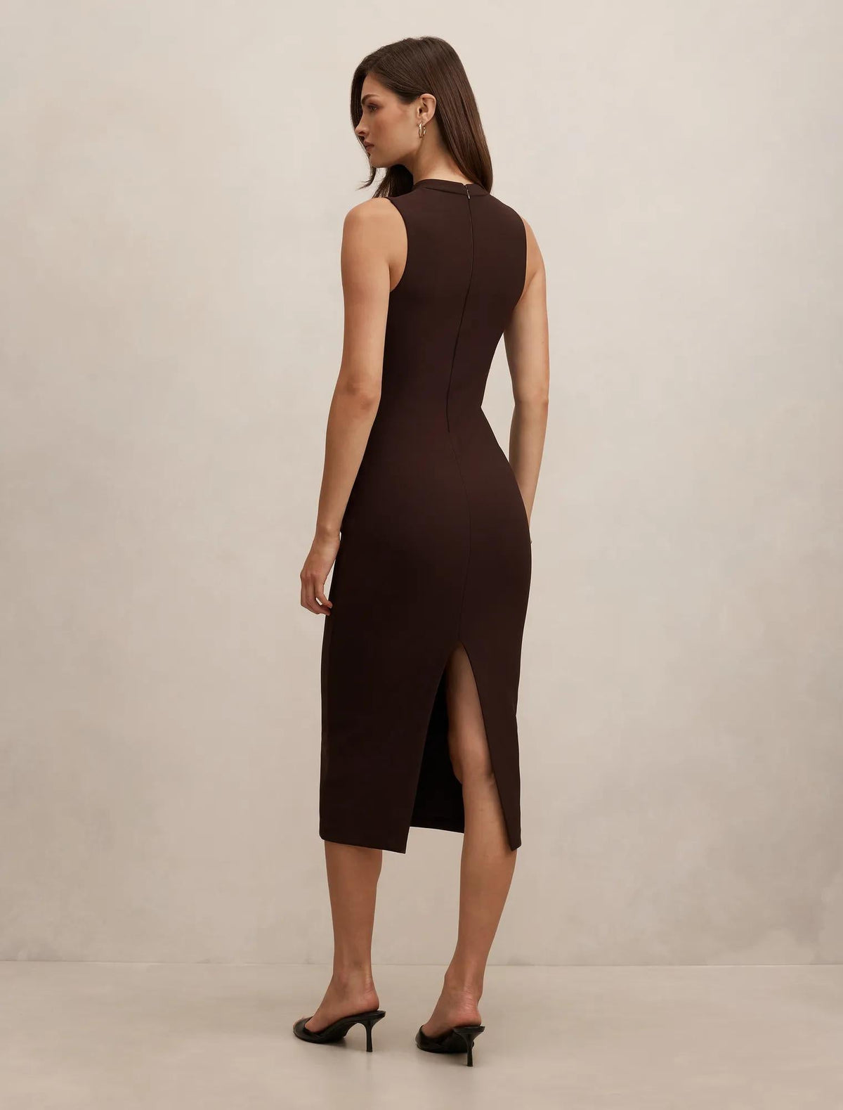 Frankie High Neck Keyhole Bodycon Chocolate