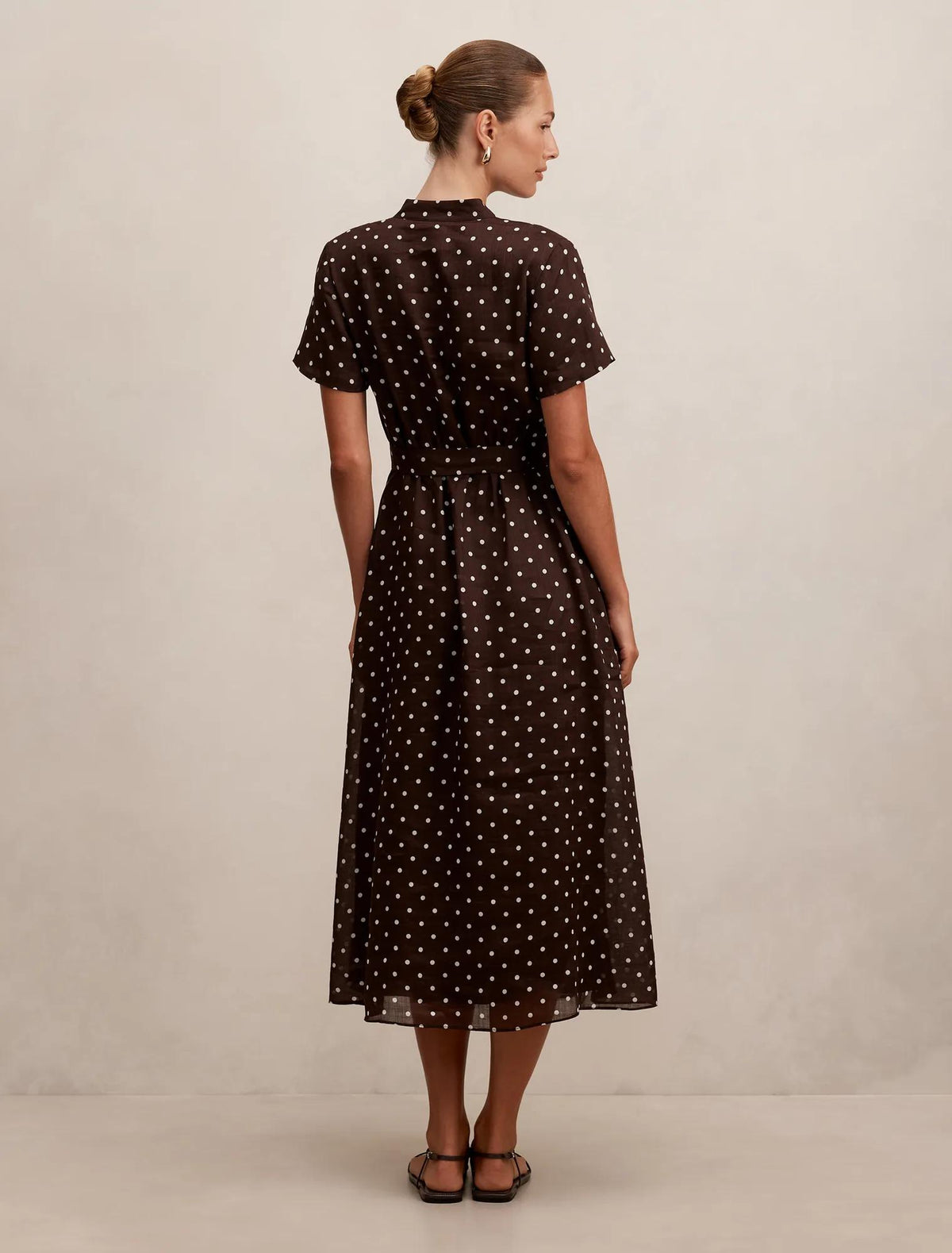 Therese Short Sleeve Midi Dress Choc Kinsey Spot