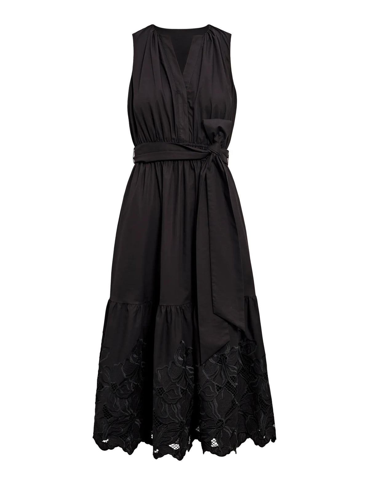 Dahlia Petite Embroidered Midi Black