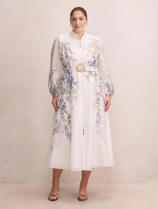 Sheridan Curve Placement Print Midi Wisteria Floral