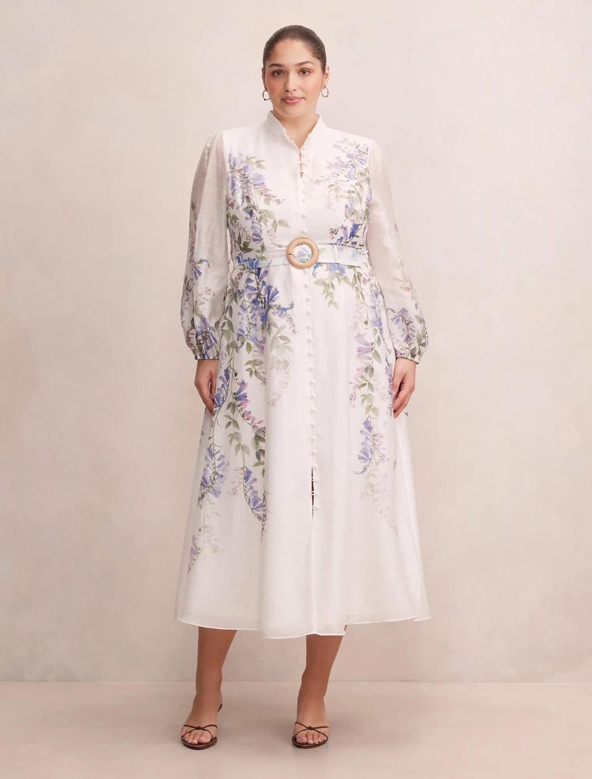 Sheridan Curve Placement Print Midi Wisteria Floral