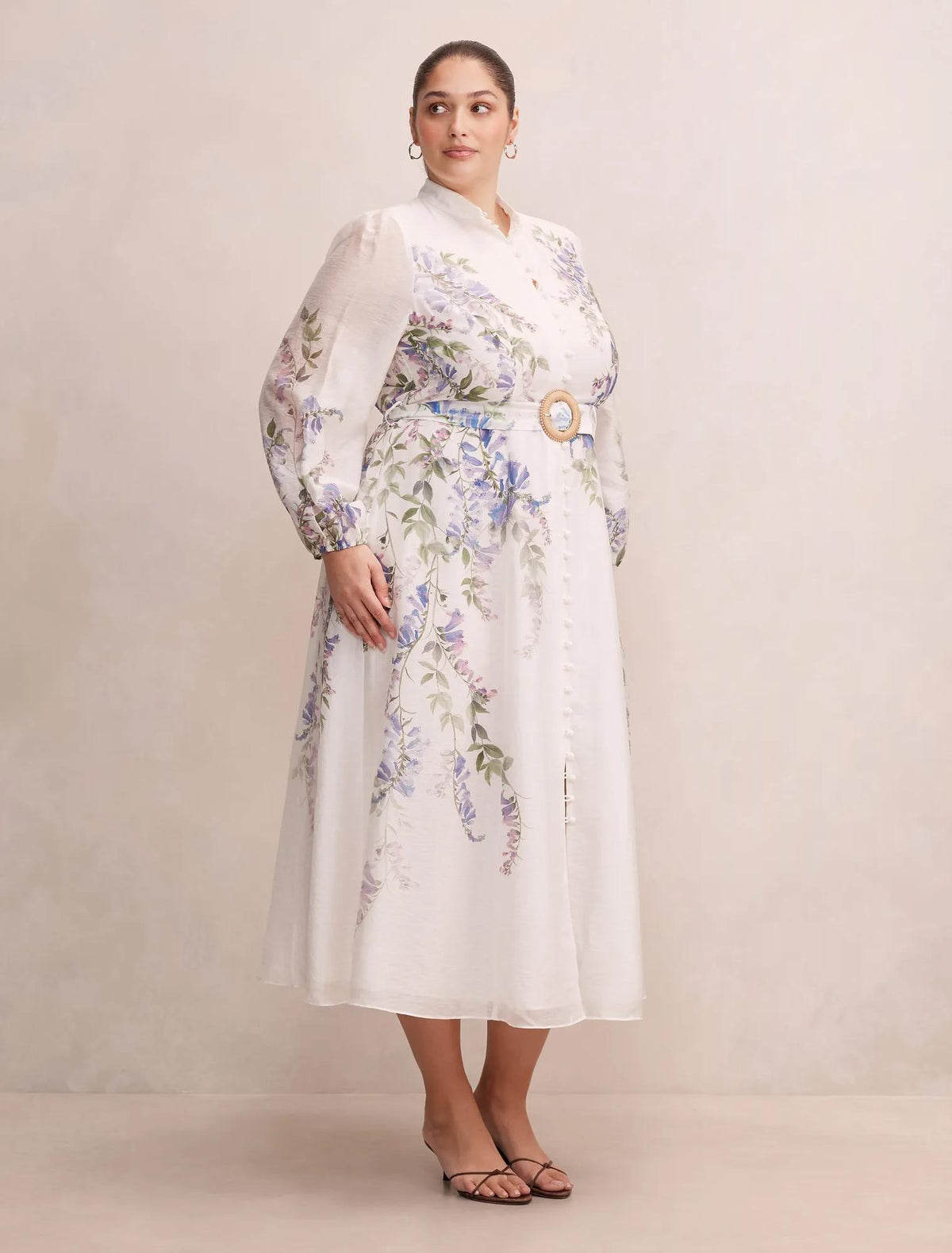 Sheridan Curve Placement Print Midi Wisteria Floral