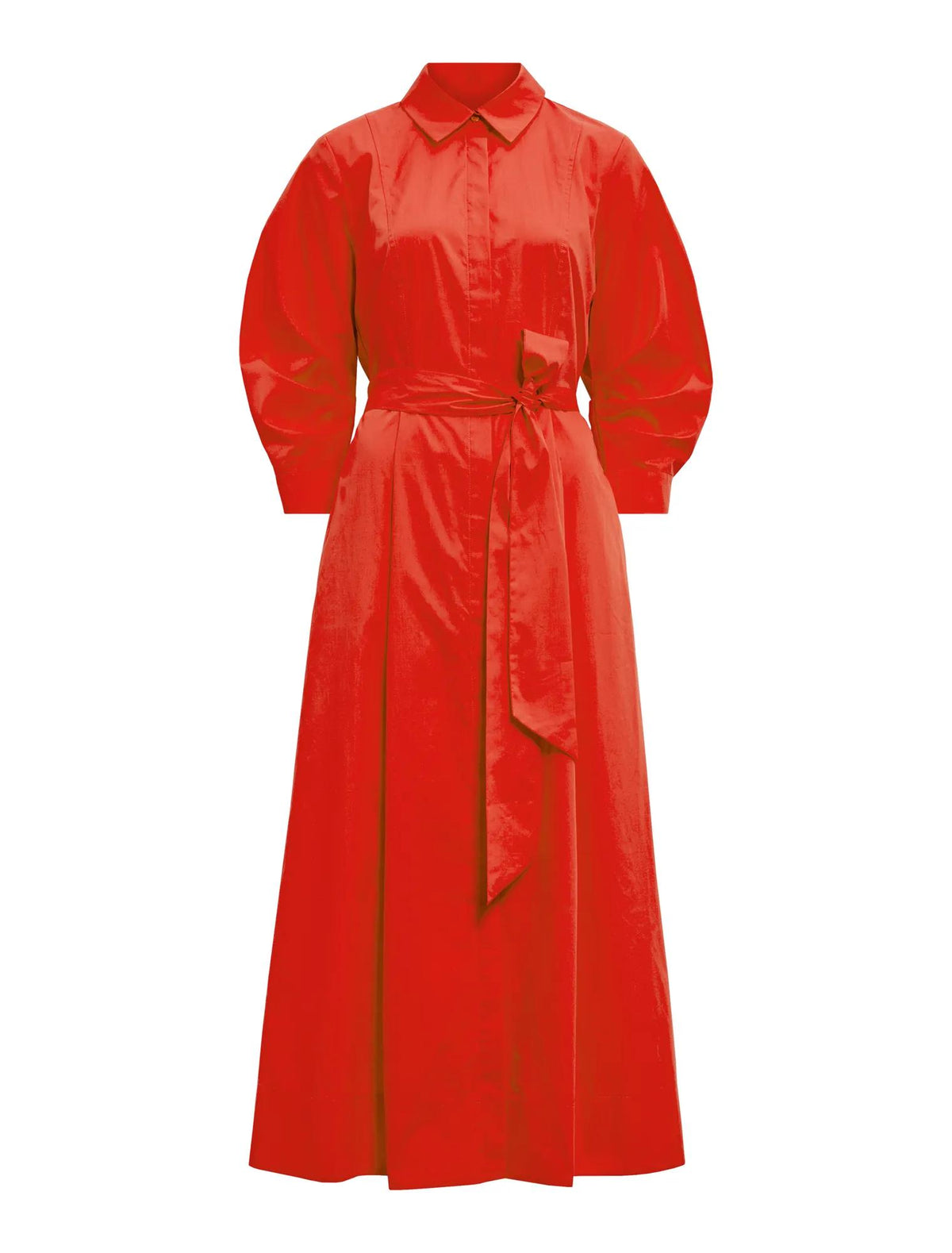 Sally Cotton Shirt Midi Dress Red_mannequin
