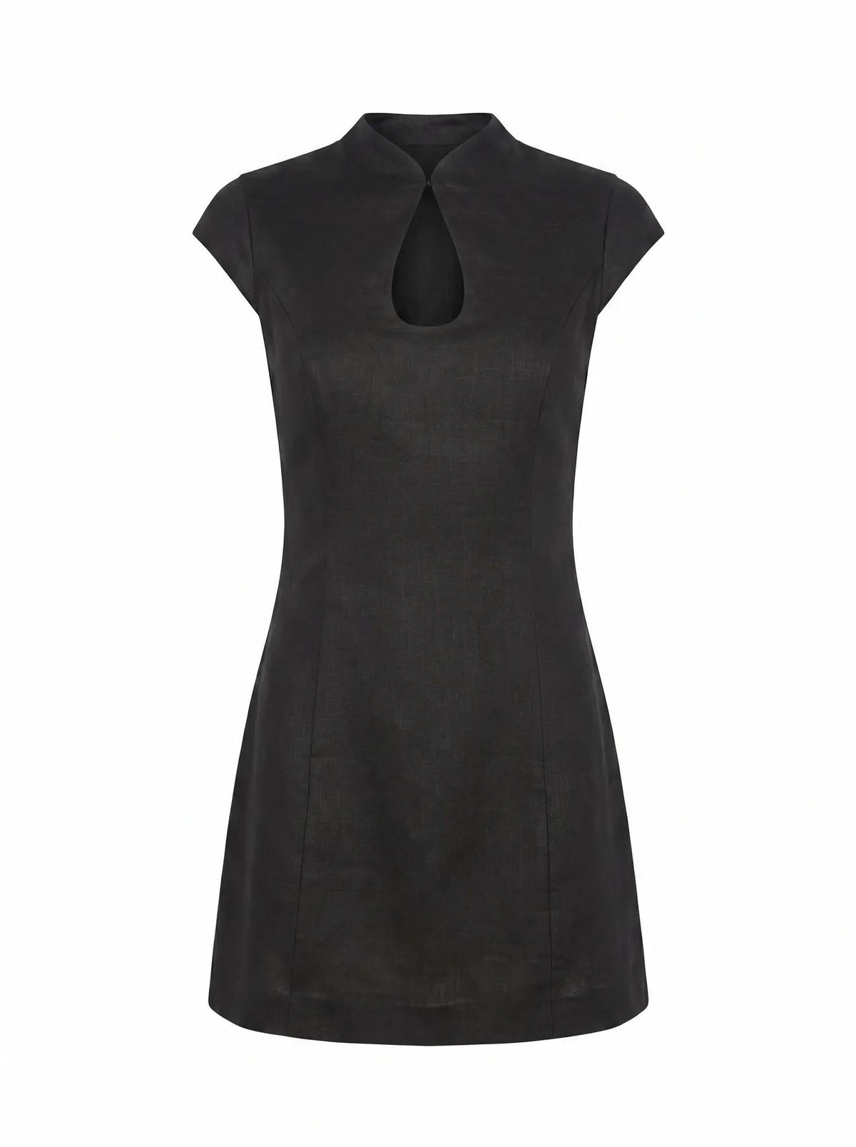 Eliza Sculpted Linen Mini Dress Black