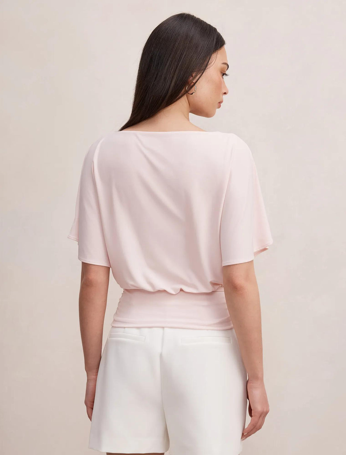 Piper Cinched Flutter Sleeve Top Potpourri Pink