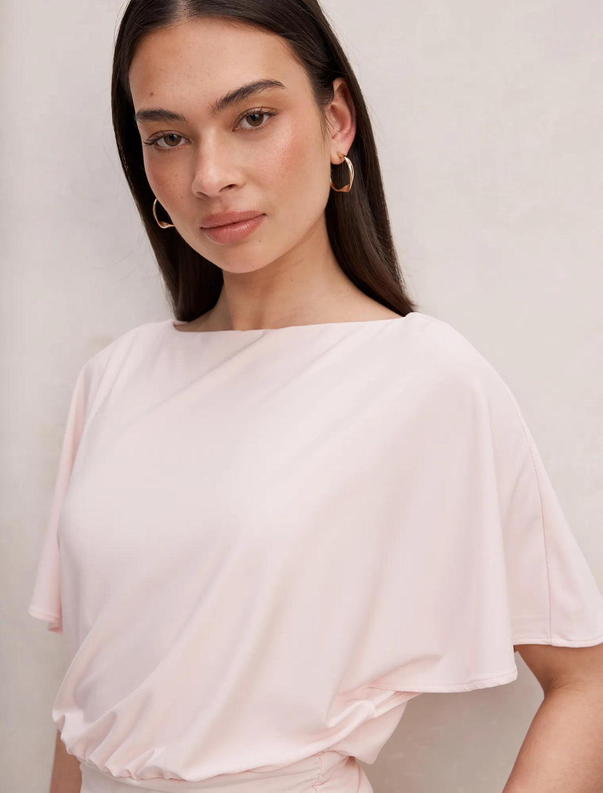 Piper Cinched Flutter Sleeve Top Potpourri Pink