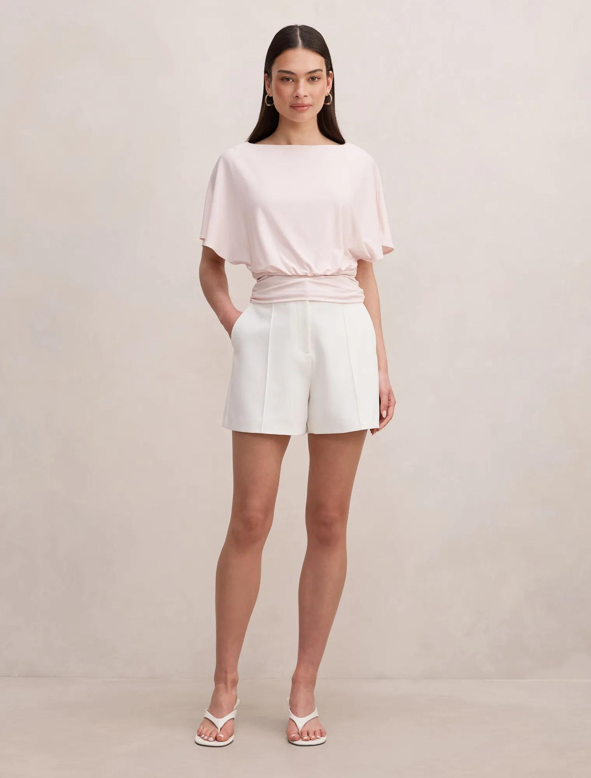 Piper Cinched Flutter Sleeve Top Potpourri Pink