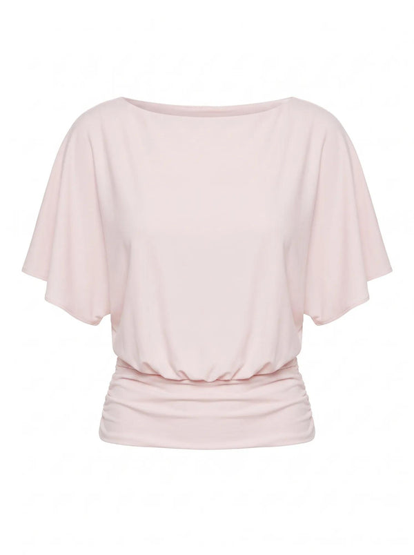 Piper Cinched Flutter Sleeve Top Potpourri Pink_mannequin