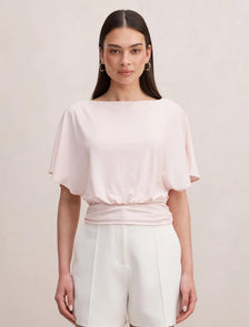 Piper Cinched Flutter Sleeve Top Potpourri Pink