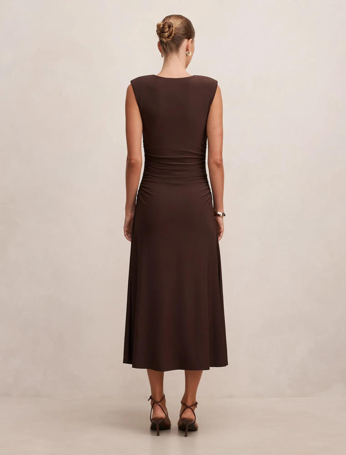 Alisa Ruched Jersey Midi Dress Freckle